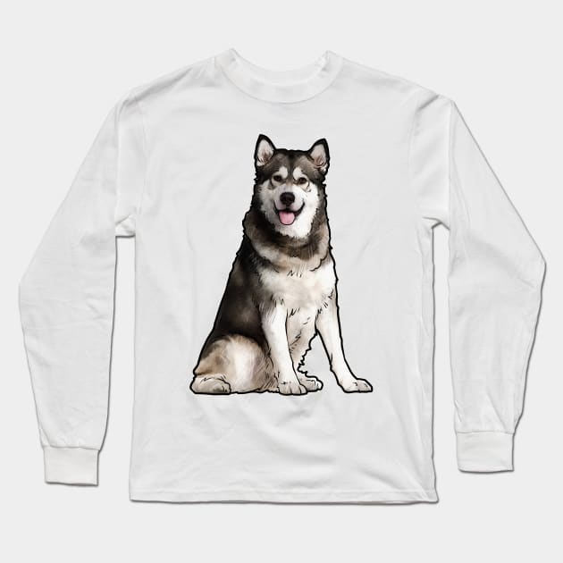 Alaskan Malamute Dog Long Sleeve T-Shirt by whyitsme